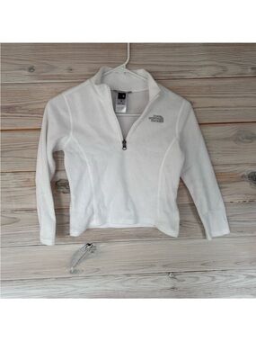 Excellent condition The North Face Girls White Quarter Zip Fleece Top SIze Small